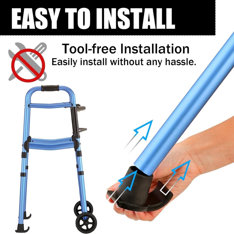 Magicorange Walker Glide Skis, 2 Pcs Universal Fit Walker ski Glides,Easy to Use Rubber Walker Glides,Walker Feet Replacement (Black) - Image 4